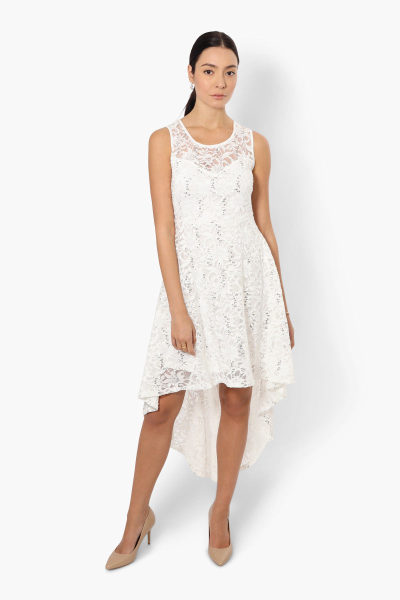 Limite High Low Lace Sequin Cocktail Dress White S Women s Fairweather