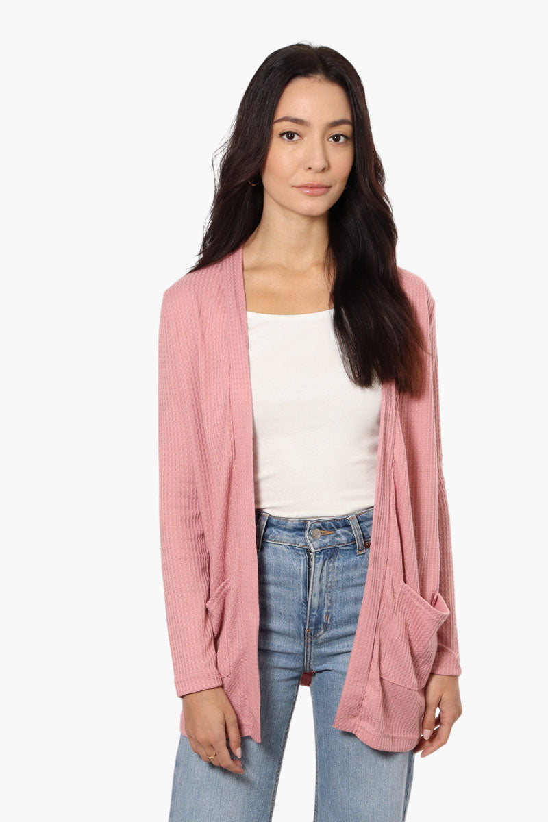 Women s International INC Company Long Sleeve Open Wrap Cardigan Pink