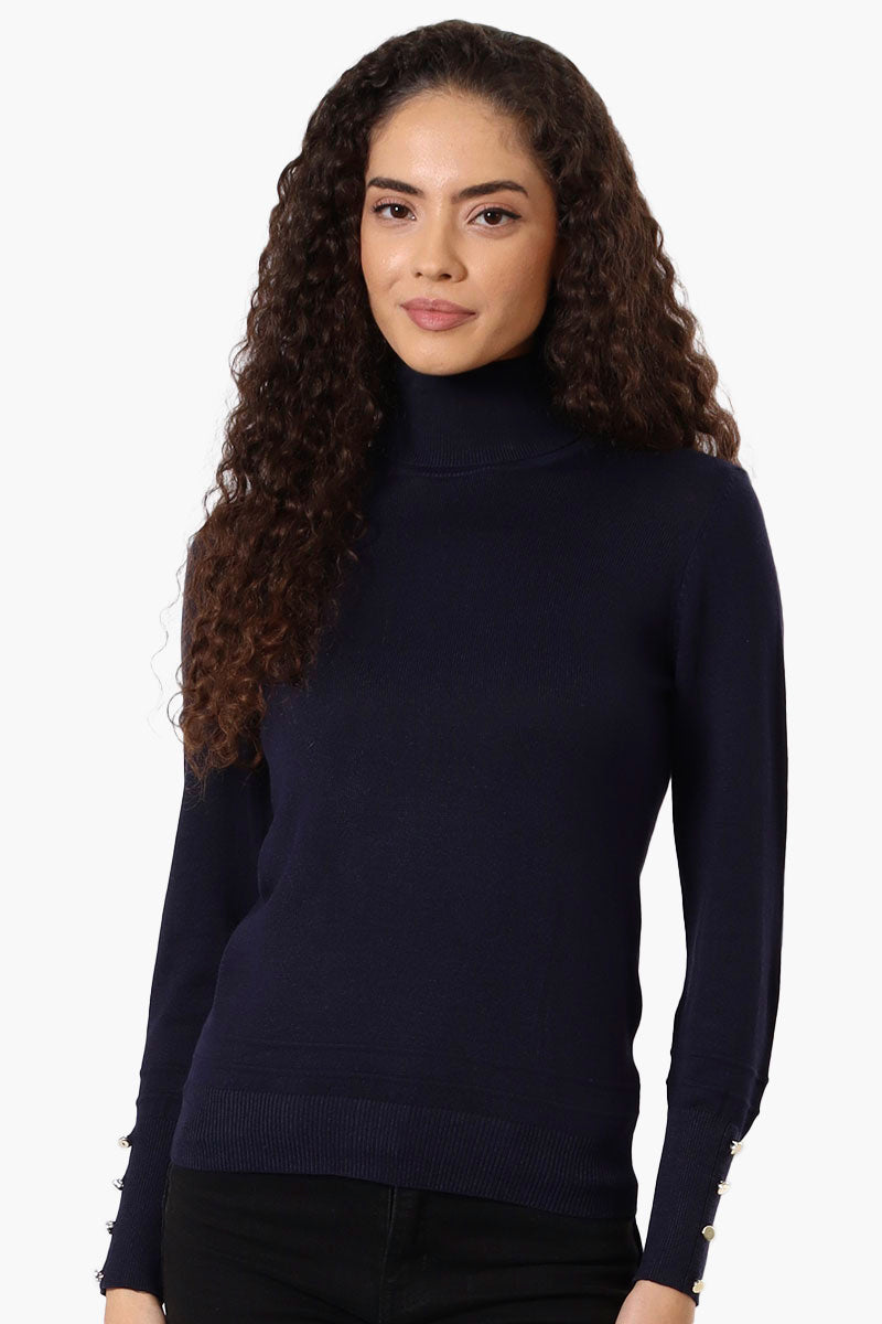 Women s International INC Company Basic Turtleneck Pullover Sweater Navy