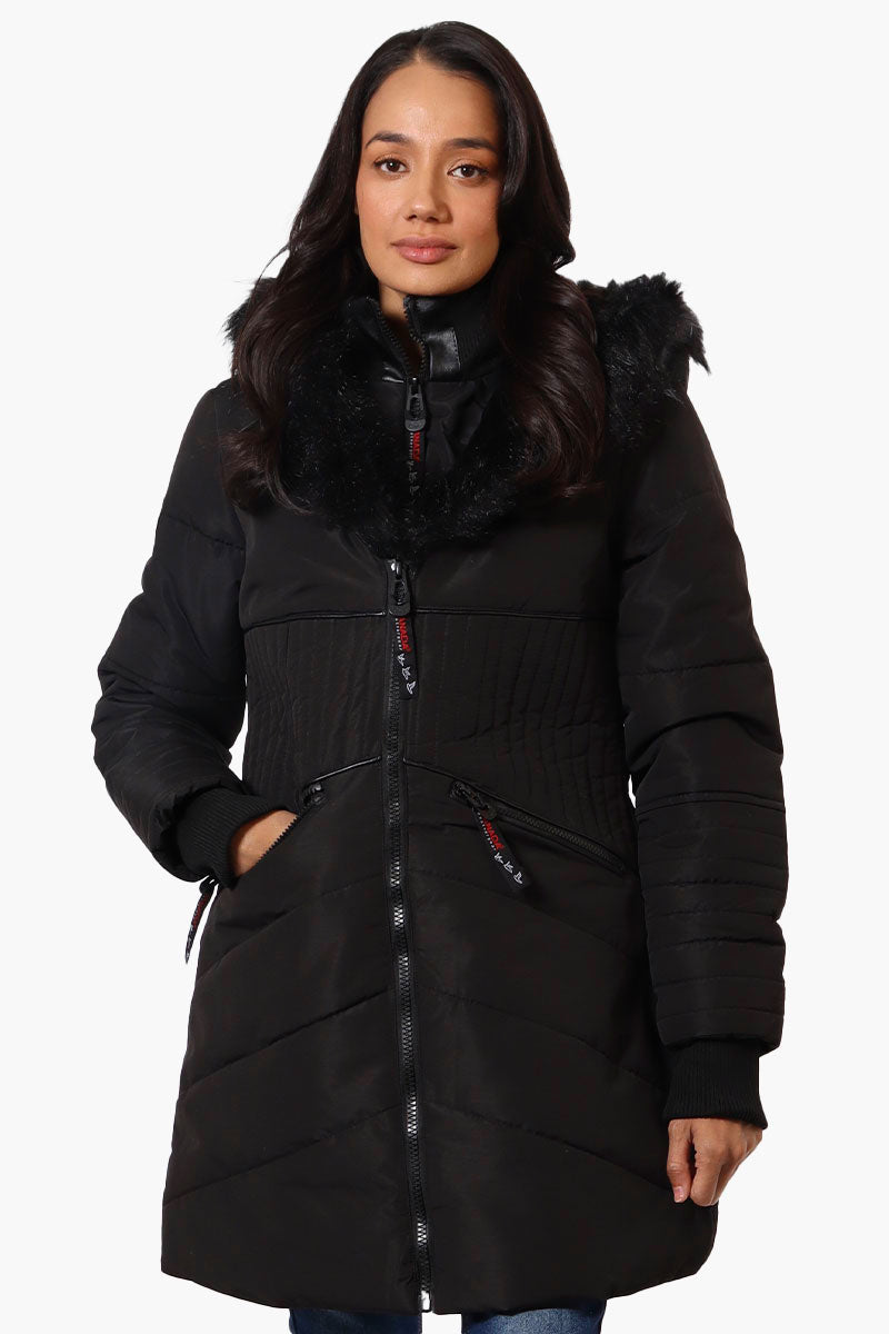 Women s Canada Weather Gear Chevron Quilted Parka Jacket Black