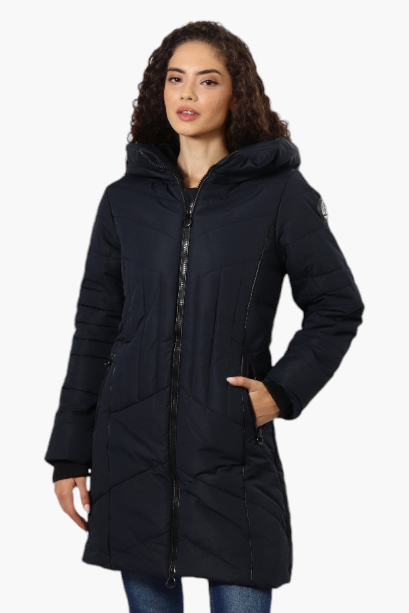 Oppenheimer Double Zip Cinched Waist Parka Jacket Navy