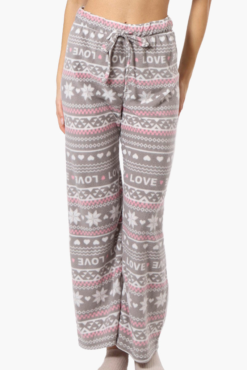 Canada Weather Gear Love Pattern Wide Leg Pajama Pants Grey