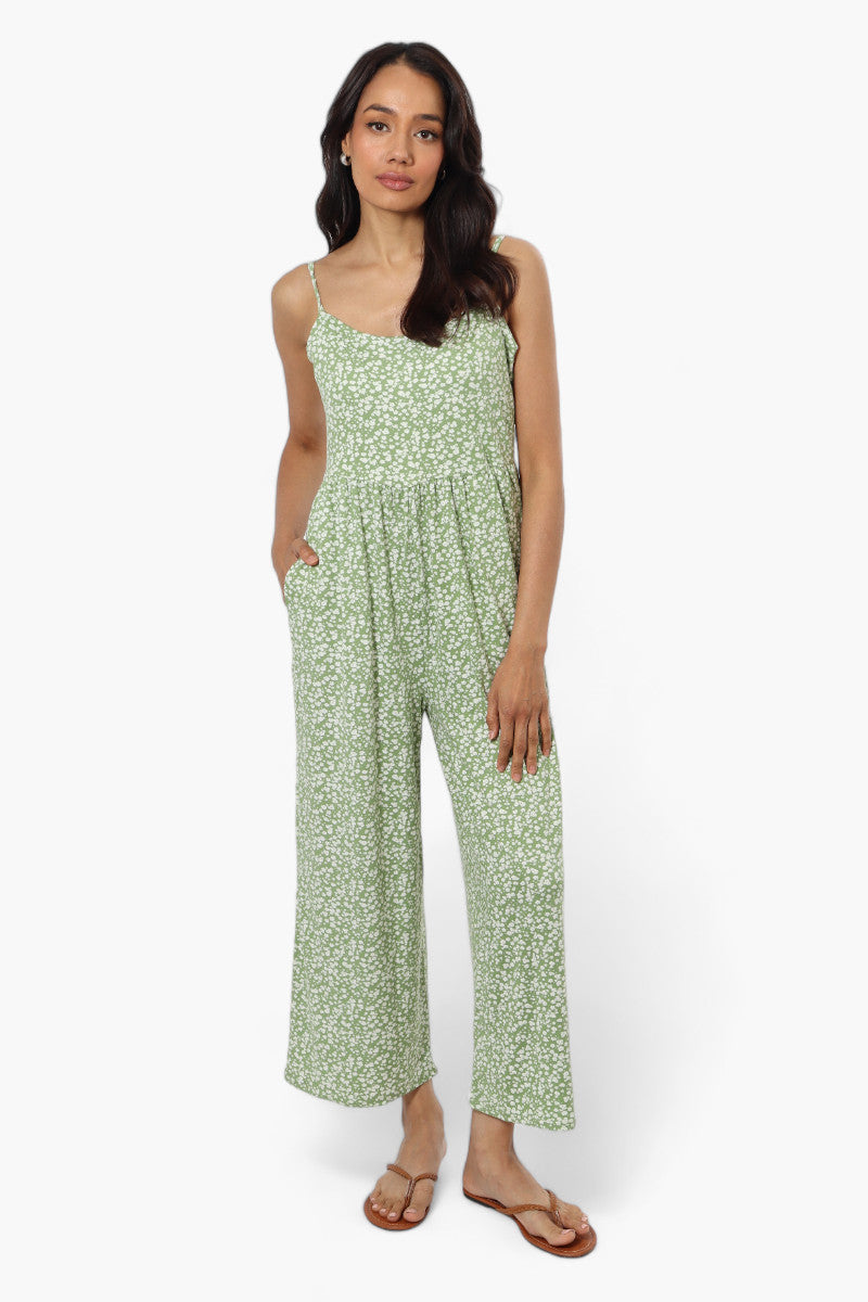 Women s International INC Company Floral Spaghetti Strap Jumpsuit Green