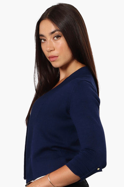 Impress Roll Up Sleeve Open Shrug Cardigan - Navy - Womens Cardigans - Fairweather