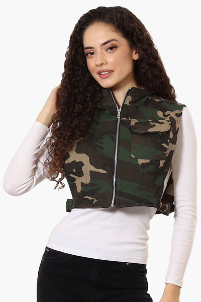 Urbanology Cropped Camo Vest - Olive - Womens Vests - Fairweather