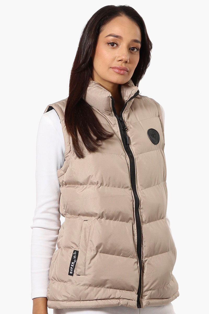 Super Triple Goose Solid Bubble Vest - Beige - Womens Vests - Fairweather