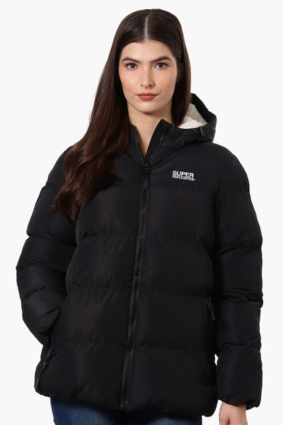 Super Triple Goose Sherpa Lined Bubble Bomber Jacket - Black - Womens Bomber Jackets - Fairweather