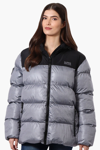 Super Triple Goose Sherpa Lined Bubble Bomber Jacket - Grey - Womens Bomber Jackets - Fairweather