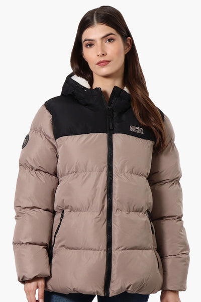 Super Triple Goose Sherpa Lined Bubble Bomber Jacket - Beige - Womens Bomber Jackets - Fairweather