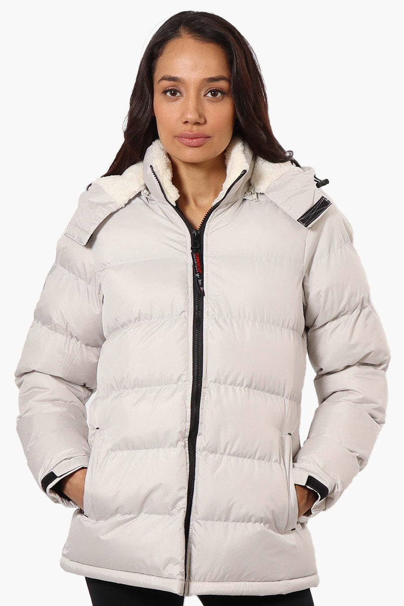 Canada Weather Gear Solid Bubble Bomber Jacket - White - Womens Bomber Jackets - Fairweather