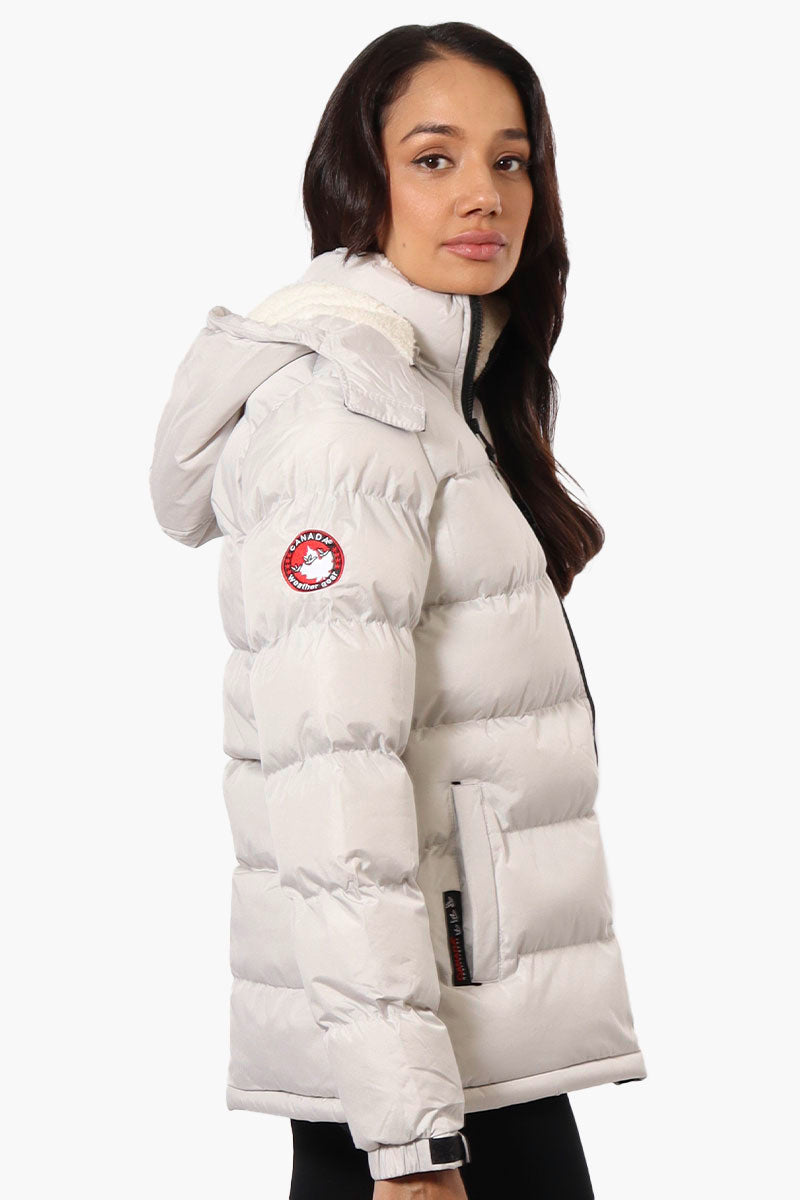 Canada Weather Gear Solid Bubble Bomber Jacket - White - Womens Bomber Jackets - Fairweather