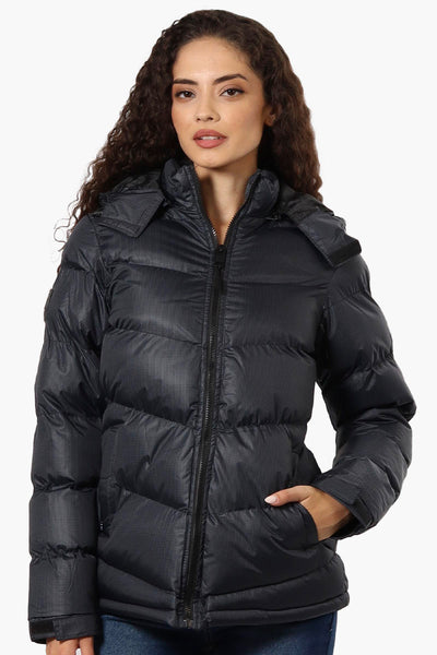 Canada Weather Gear Grid Pattern Bomber Jacket - Black - Womens Bomber Jackets - Fairweather