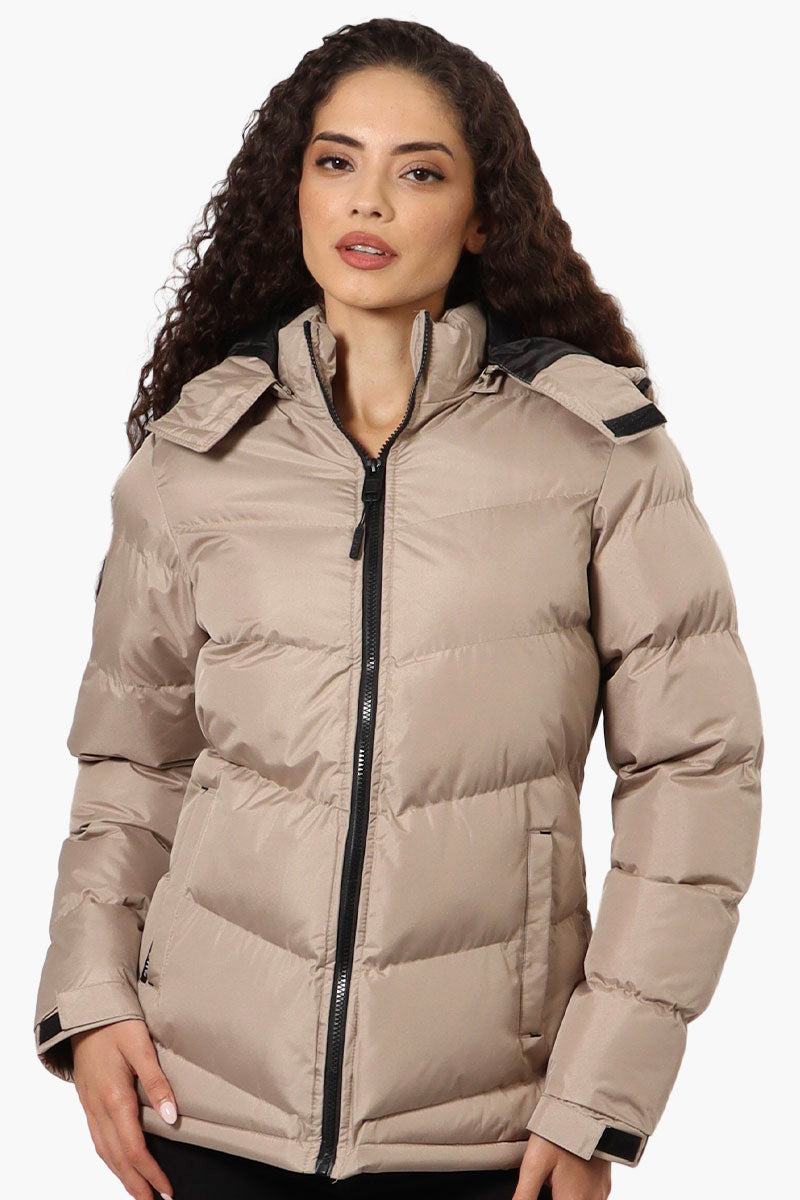 Canada Weather Gear Solid Bubble Bomber Jacket - Taupe - Womens Bomber Jackets - Fairweather