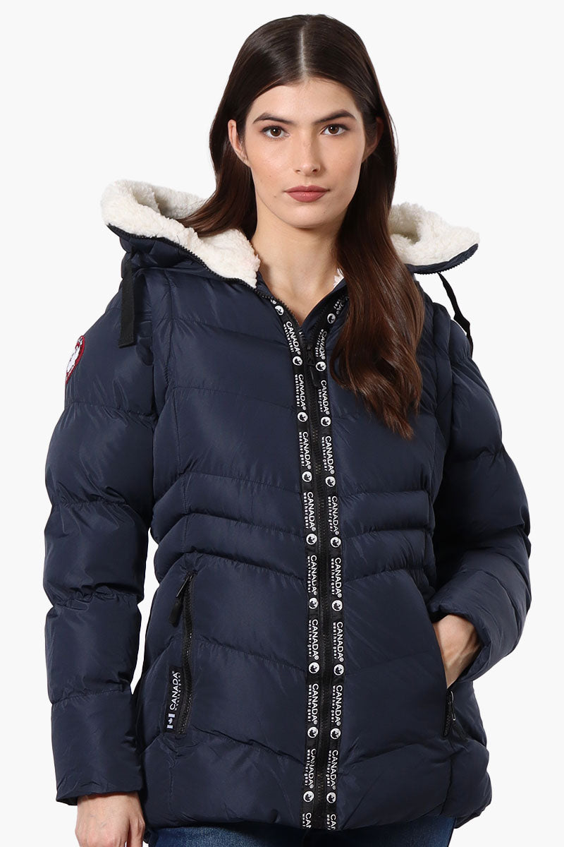 Canada Weather Gear Zip Off Sleeve Bomber Jacket - Navy - Womens Bomber Jackets - Fairweather