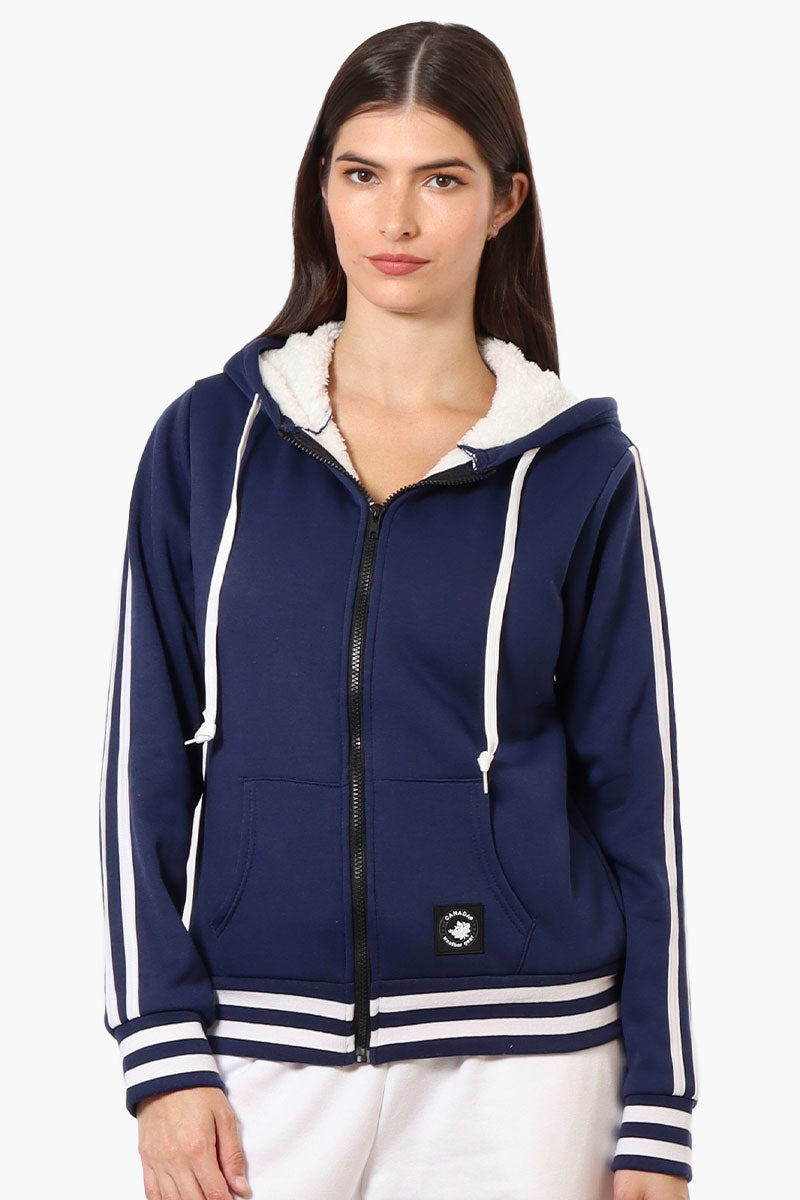 Canada Weather Gear Hooded Sherpa Lined Lightweight Jacket - Navy - Womens Lightweight Jackets - Fairweather