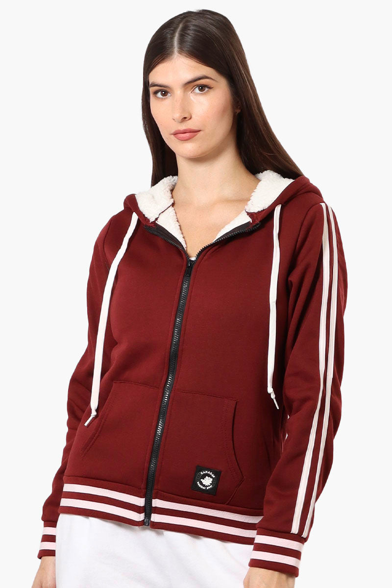 Canada Weather Gear Hooded Sherpa Lined Lightweight Jacket - Burgundy - Womens Lightweight Jackets - Fairweather