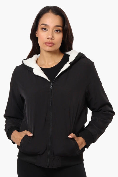 Fahrenheit Hooded Fleece Lined Windbreaker Lightweight Jacket - Black - Womens Lightweight Jackets - Fairweather