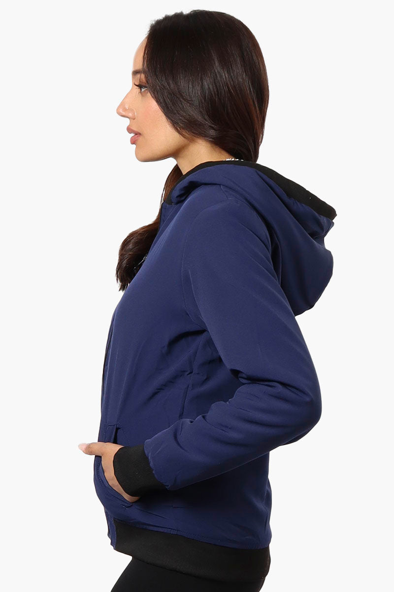 Fahrenheit Hooded Fleece Lined Windbreaker Lightweight Jacket - Navy - Womens Lightweight Jackets - Fairweather