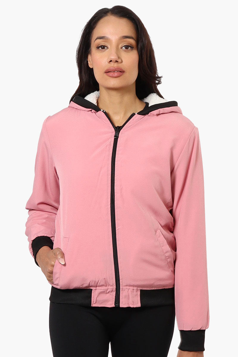 Fahrenheit Hooded Fleece Lined Windbreaker Lightweight Jacket - Pink - Womens Lightweight Jackets - Fairweather