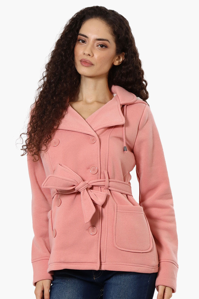 Fahrenheit Sherpa Lined Double Breasted Lightweight Jacket - Pink - Womens Lightweight Jackets - Fairweather