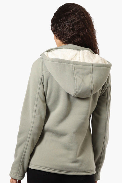 Fahrenheit Sherpa Lined Hood Double Breasted Lightweight Jacket - Olive - Womens Lightweight Jackets - Fairweather