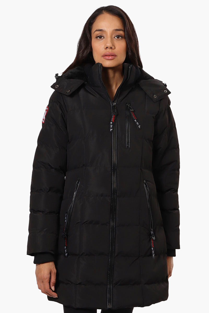 Canada Weather Gear 3/4 Length Bubble Parka Jacket - Black - Womens Parka Jackets - Fairweather