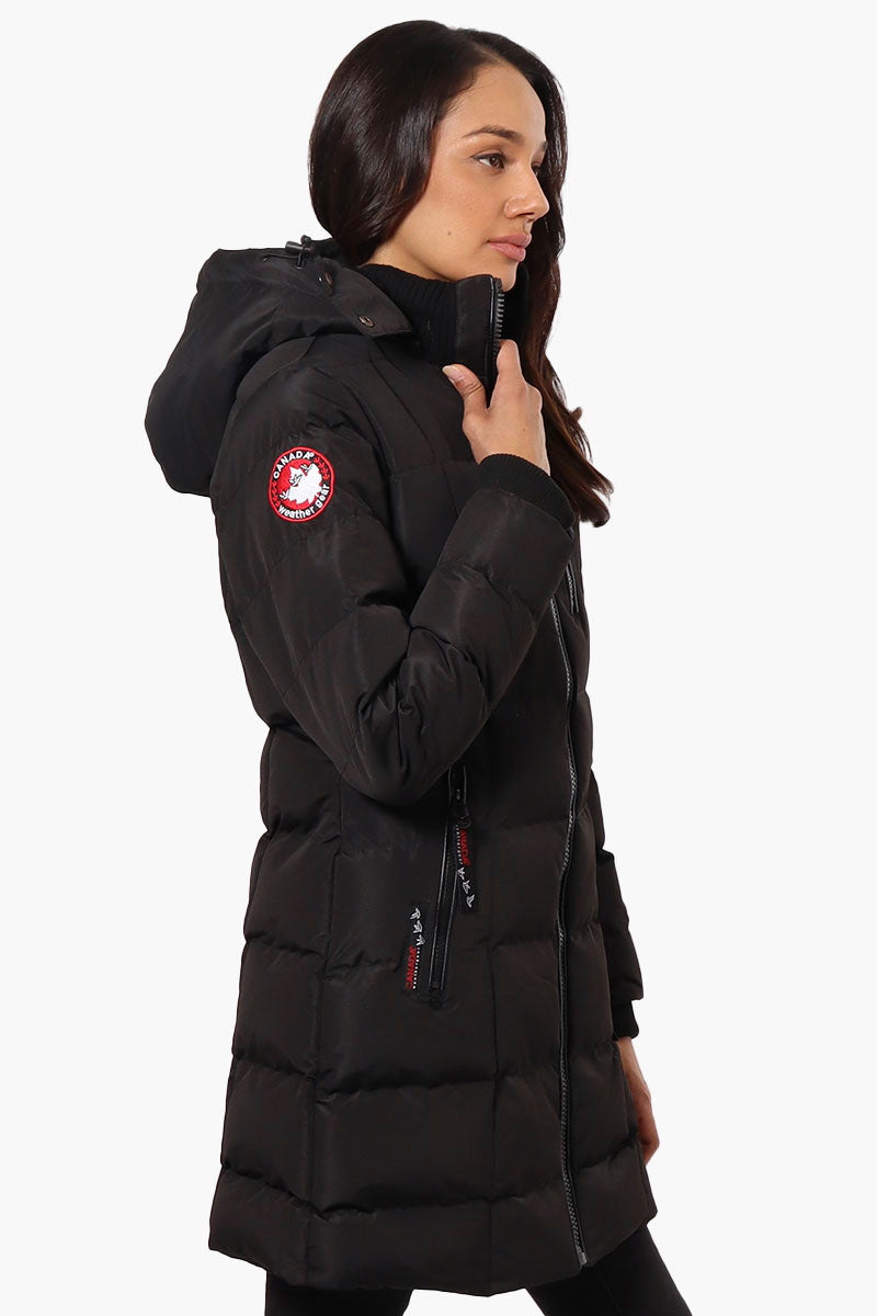 Canada Weather Gear 3/4 Length Bubble Parka Jacket - Black - Womens Parka Jackets - Fairweather