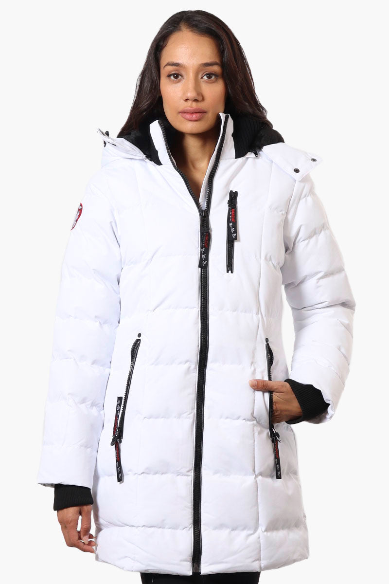 Canada Weather Gear 3/4 Length Bubble Parka Jacket - White - Womens Parka Jackets - Fairweather