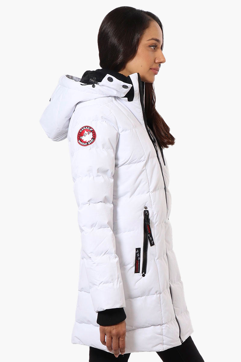 Canada Weather Gear 3/4 Length Bubble Parka Jacket - White - Womens Parka Jackets - Fairweather