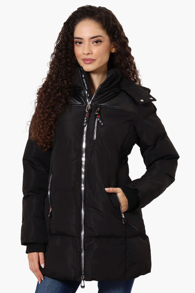 Canada Weather Gear 3/4 Length Vegan Leather Parka Jacket - Black - Womens Parka Jackets - Fairweather