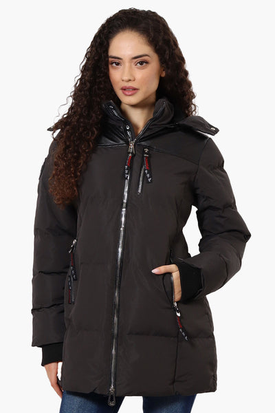 Canada Weather Gear 3/4 Length Vegan Leather Parka Jacket - Black - Womens Parka Jackets - Fairweather