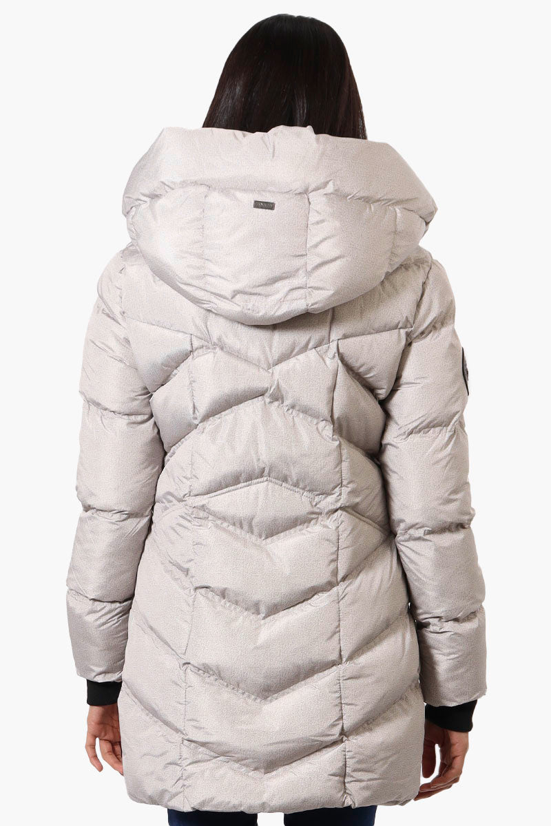 Canada Weather Gear Chevron Quilted Puffer Parka Jacket - Stone - Womens Parka Jackets - Fairweather