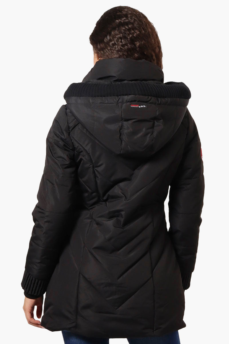 Canada Weather Gear Chevron Quilted Parka Jacket - Black - Womens Parka Jackets - Fairweather