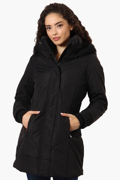 Canada Weather Gear Chevron Quilted Parka Jacket - Black - Womens Parka Jackets - Fairweather