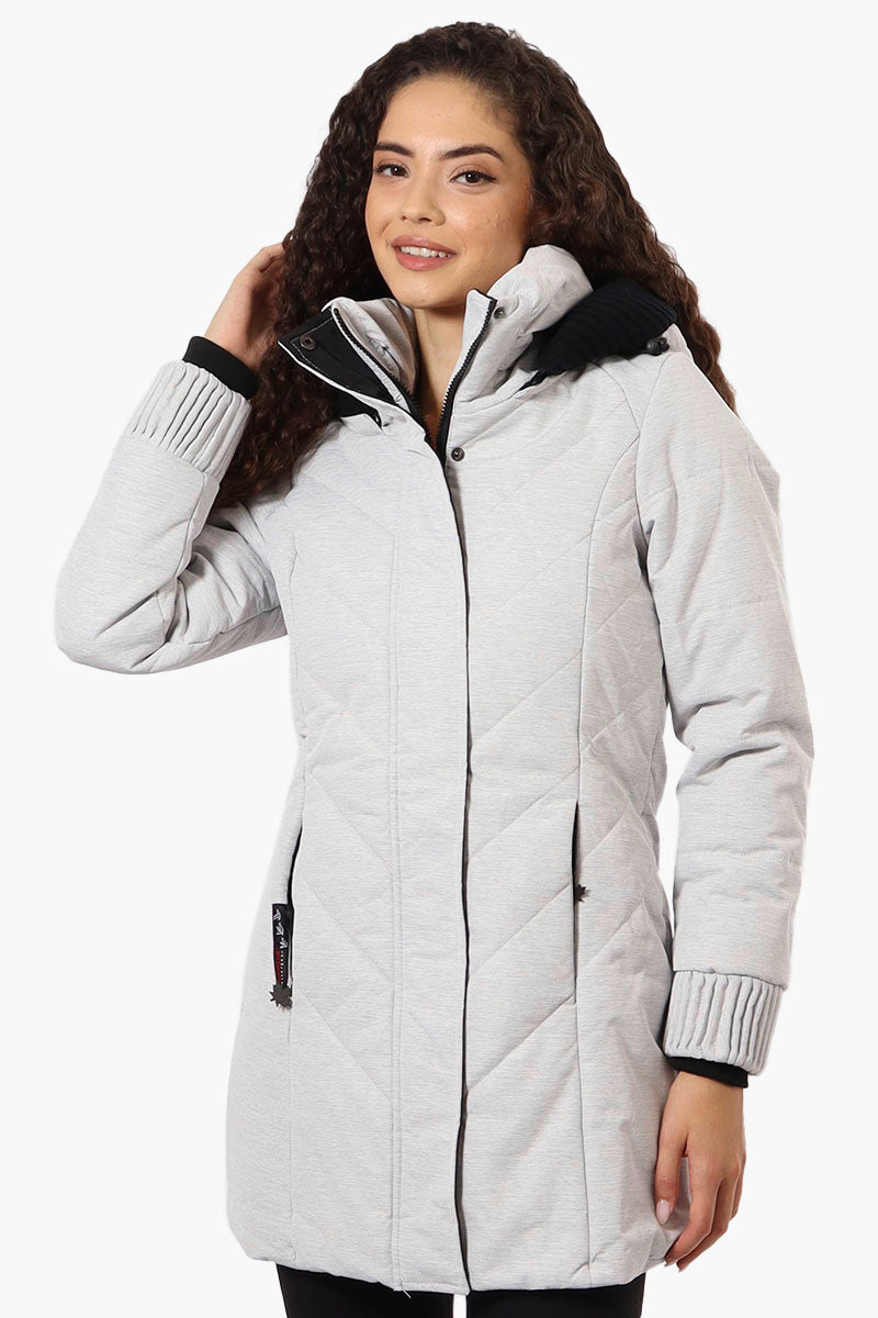 Canada Weather Gear Chevron Quilted Parka Jacket - White - Womens Parka Jackets - Fairweather