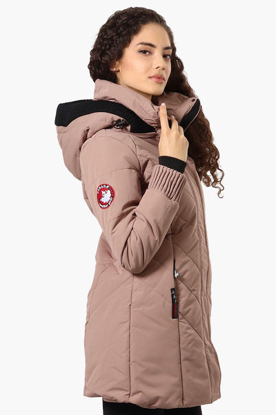 Canada Weather Gear Chevron Quilted Parka Jacket - Brown - Womens Parka Jackets - Fairweather