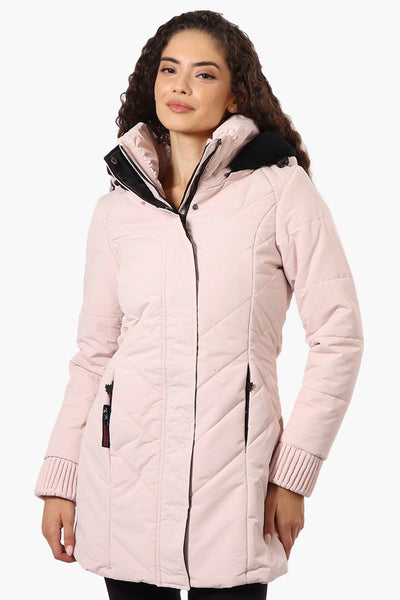 Canada Weather Gear Chevron Quilted Parka Jacket - Pink - Womens Parka Jackets - Fairweather