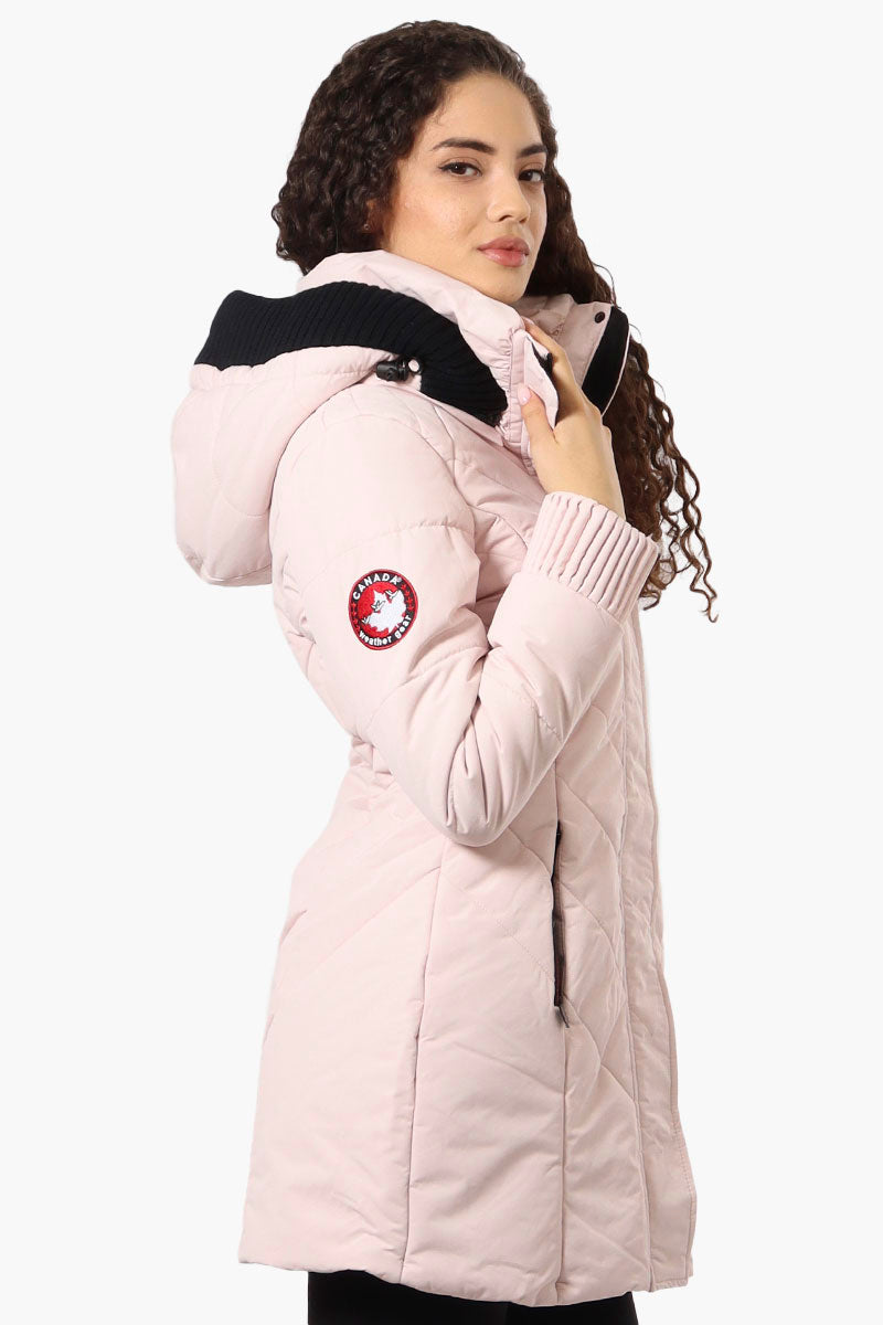 Canada Weather Gear Chevron Quilted Parka Jacket - Pink - Womens Parka Jackets - Fairweather