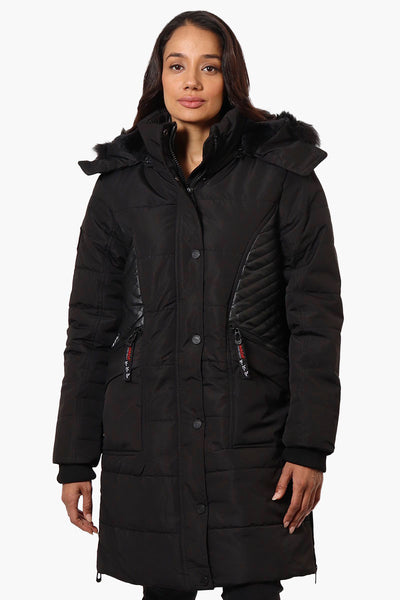 Canada Weather Gear Vegan Leather Insert Parka Jacket - Black - Womens Parka Jackets - Fairweather