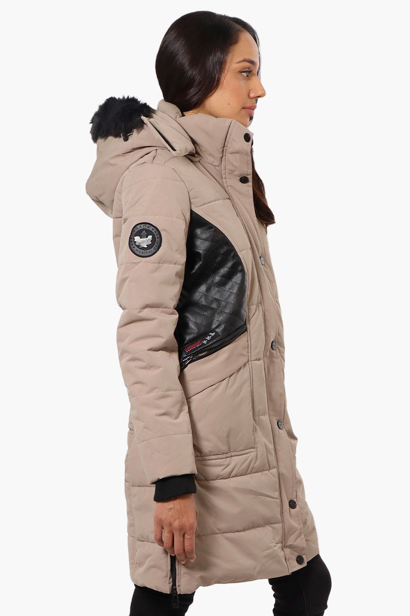 Canada Weather Gear Vegan Leather Insert Parka Jacket - Beige - Womens Parka Jackets - Fairweather