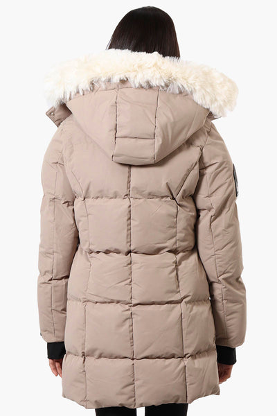 Super Triple Goose Faux Fur Thumb Hole Parka Jacket - Beige - Womens Parka Jackets - Fairweather