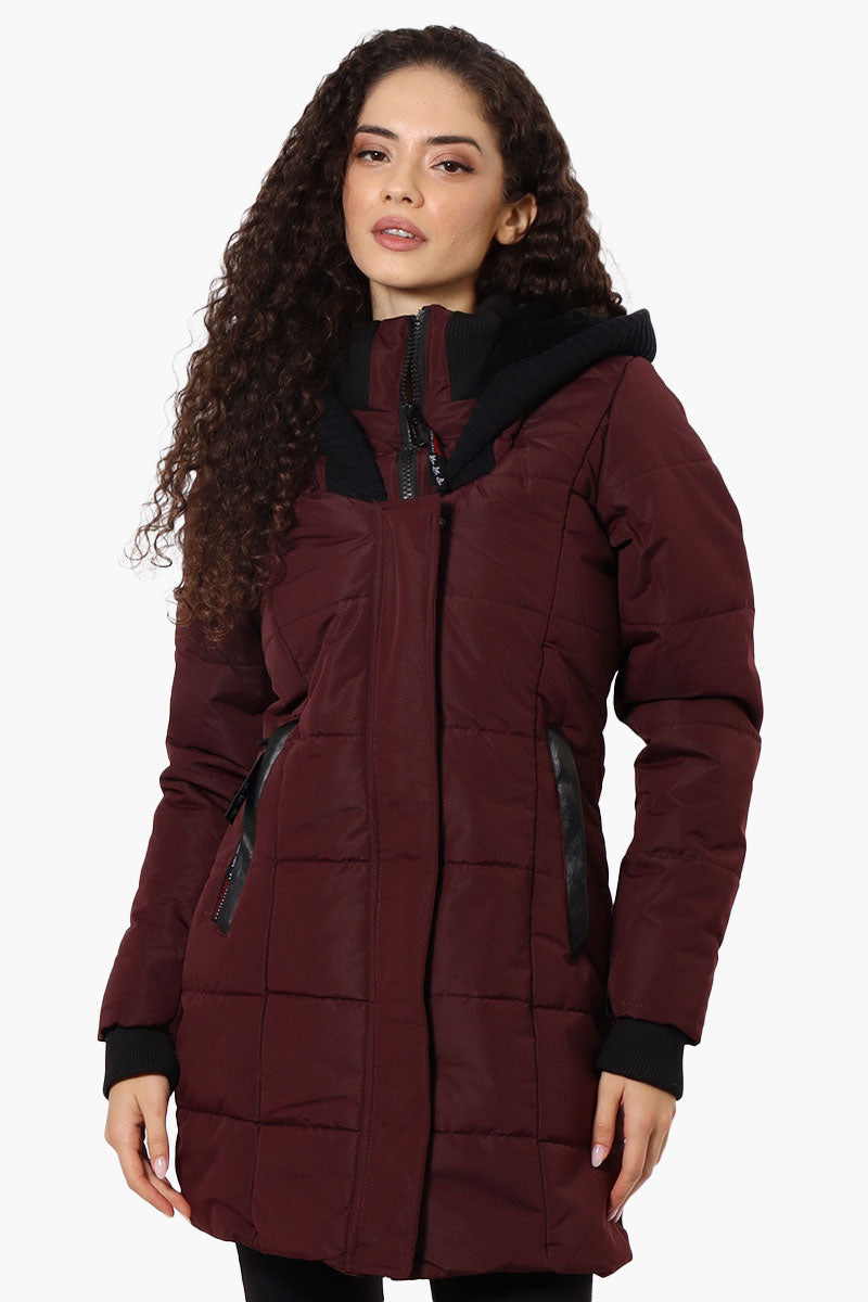 Canada Weather Gear Faux Fur Lined Hood Parka Jacket - Burgundy - Womens Parka Jackets - Fairweather