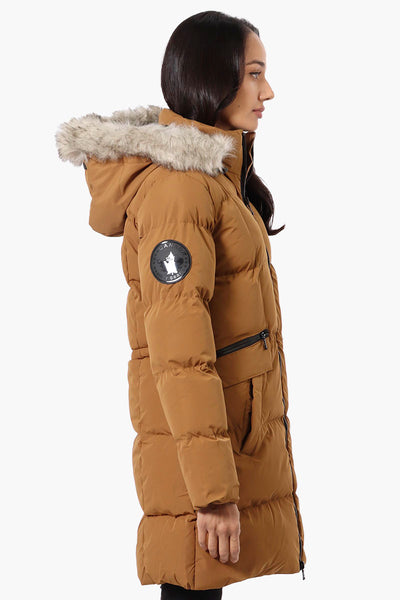 Canada Weather Gear 3/4 Length Puffer Parka Jacket - Camel - Womens Parka Jackets - Fairweather