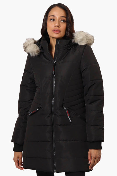 Canada Weather Gear Vegan Fur Hood Puffer Parka Jacket - Black - Womens Parka Jackets - Fairweather