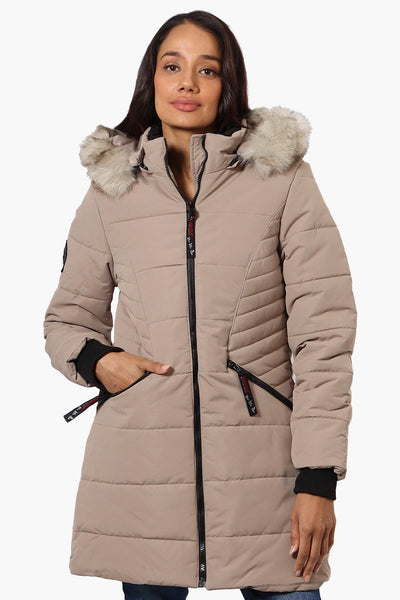 Canada Weather Gear Vegan Fur Hood Puffer Parka Jacket - Beige - Womens Parka Jackets - Fairweather