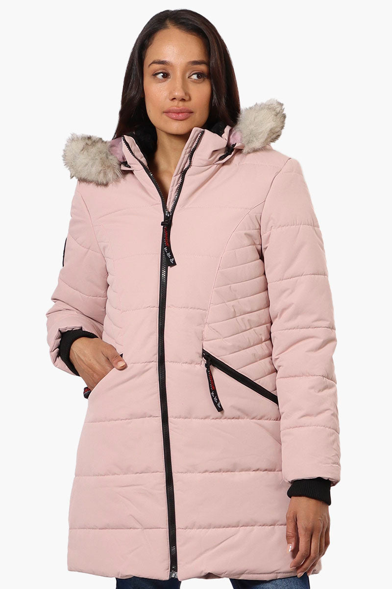 Canada Weather Gear Vegan Fur Hood Puffer Parka Jacket - Pink - Womens Parka Jackets - Fairweather