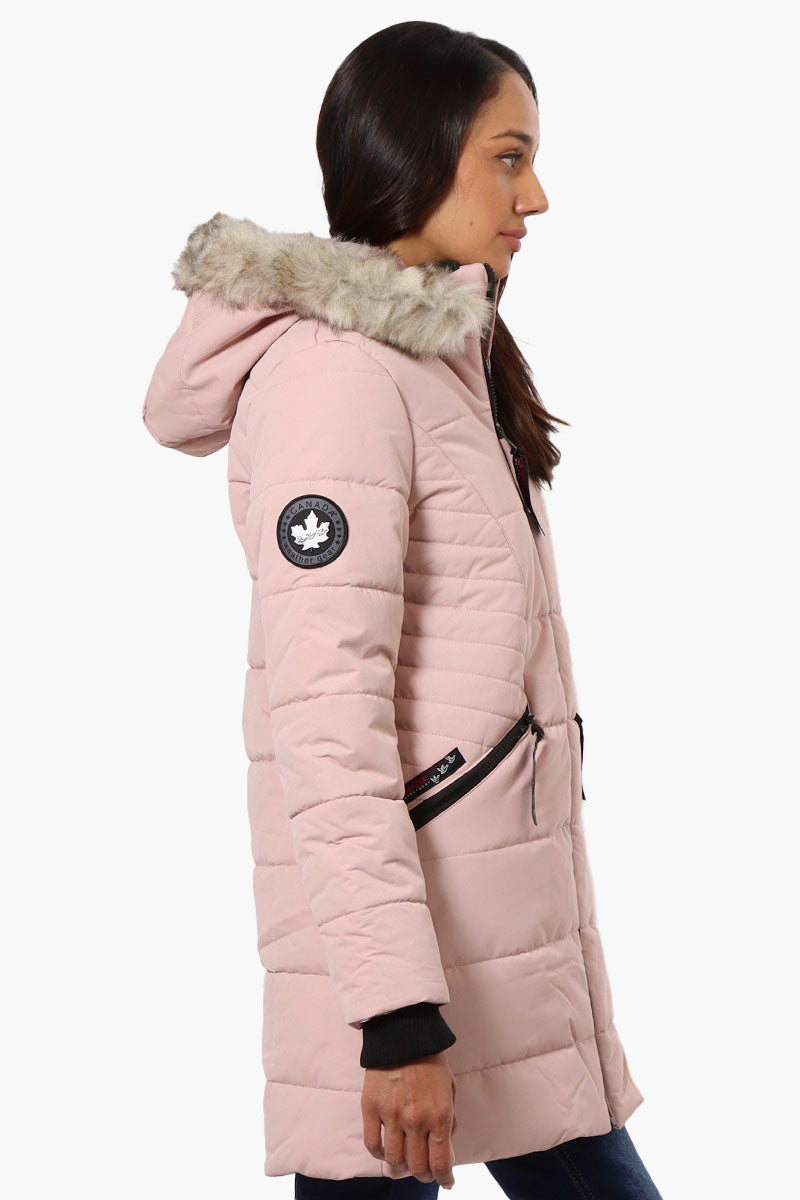 Canada Weather Gear Vegan Fur Hood Puffer Parka Jacket - Pink - Womens Parka Jackets - Fairweather