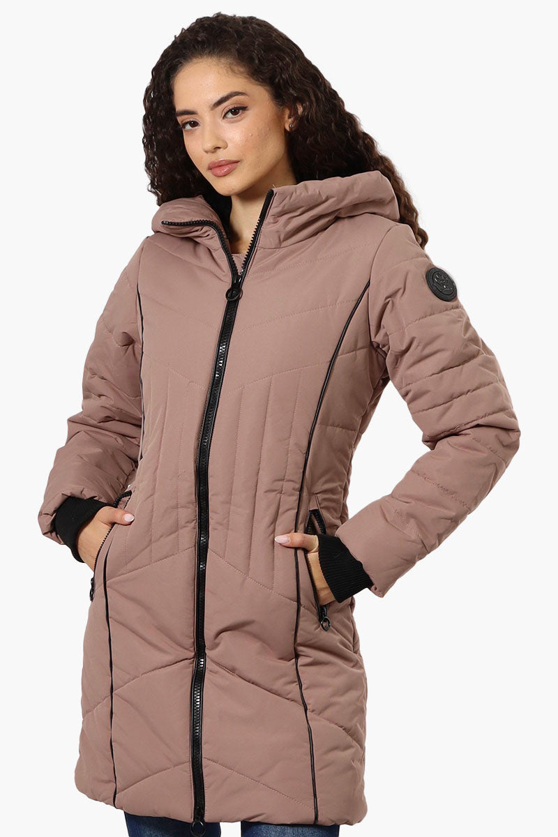 Oppenheimer Double Zip Cinched Waist Parka Jacket - Brown - Womens Parka Jackets - Fairweather