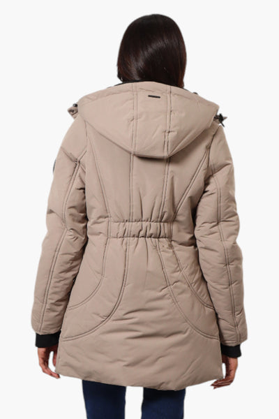 Oppenheimer Hooded Cinched Waist Parka Jacket - Beige - Womens Parka Jackets - Fairweather