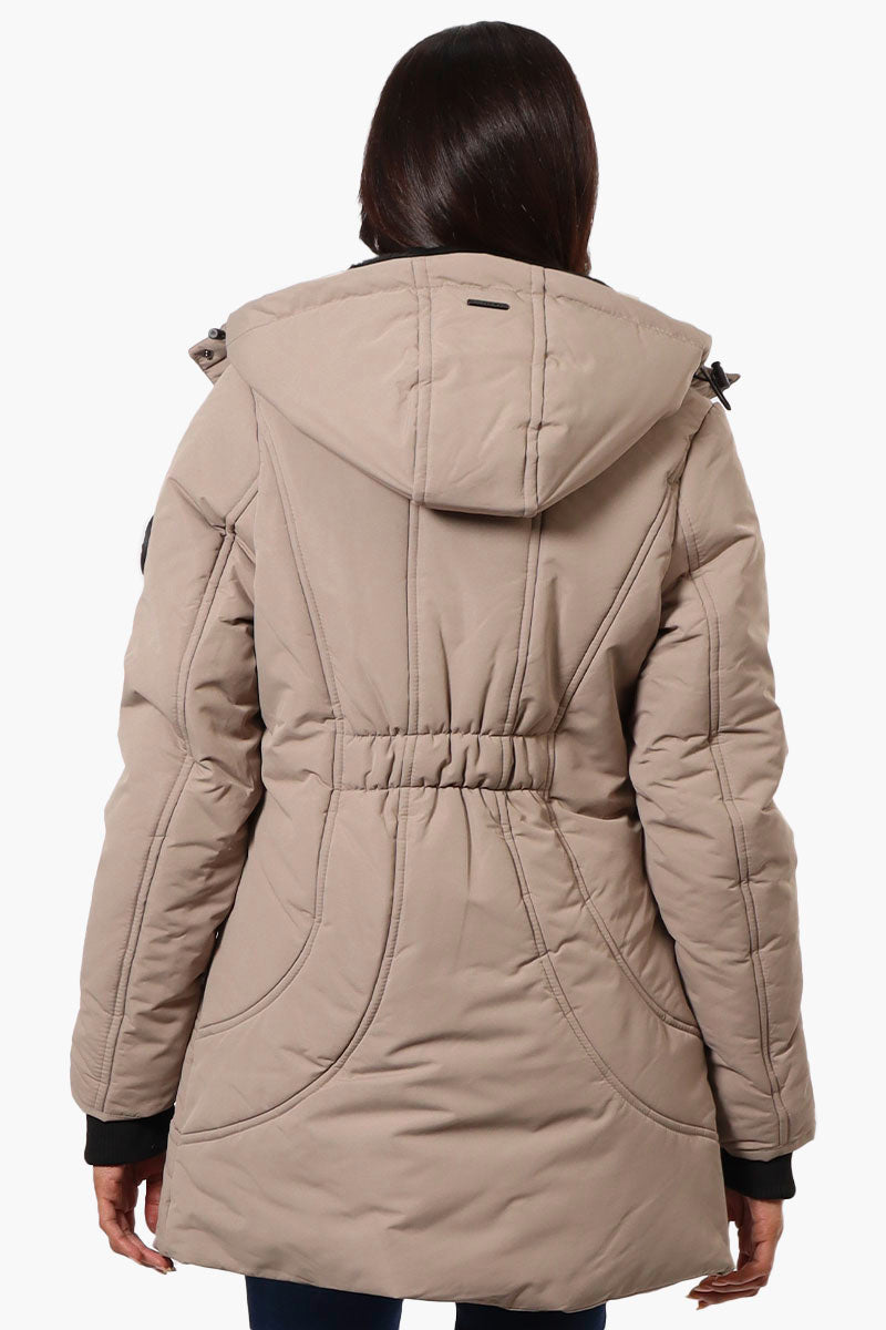 Oppenheimer Hooded Cinched Waist Parka Jacket - Beige - Womens Parka Jackets - Fairweather